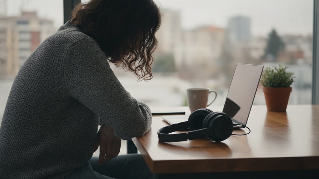 Eine Person vergleicht Preise für Kopfhörer auf einem Laptop und einem Smartphone.